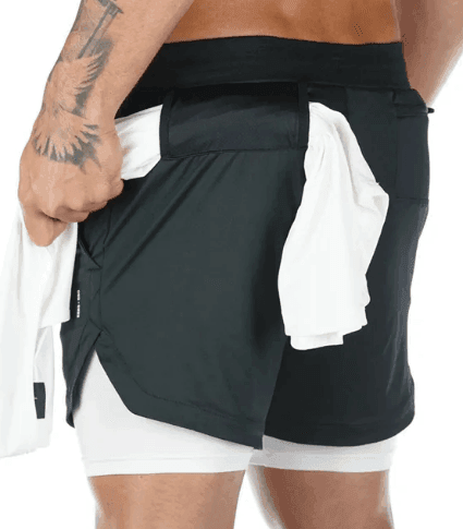 Shorts Quick Dry Camo Running para homens, esportes de ginástica, treino, fitness, jogging, calças curtas, verão, 2 em 1