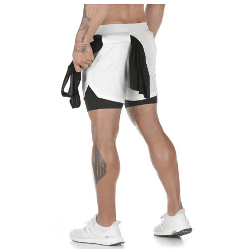 Shorts Quick Dry Camo Running para homens, esportes de ginástica, treino, fitness, jogging, calças curtas, verão, 2 em 1
